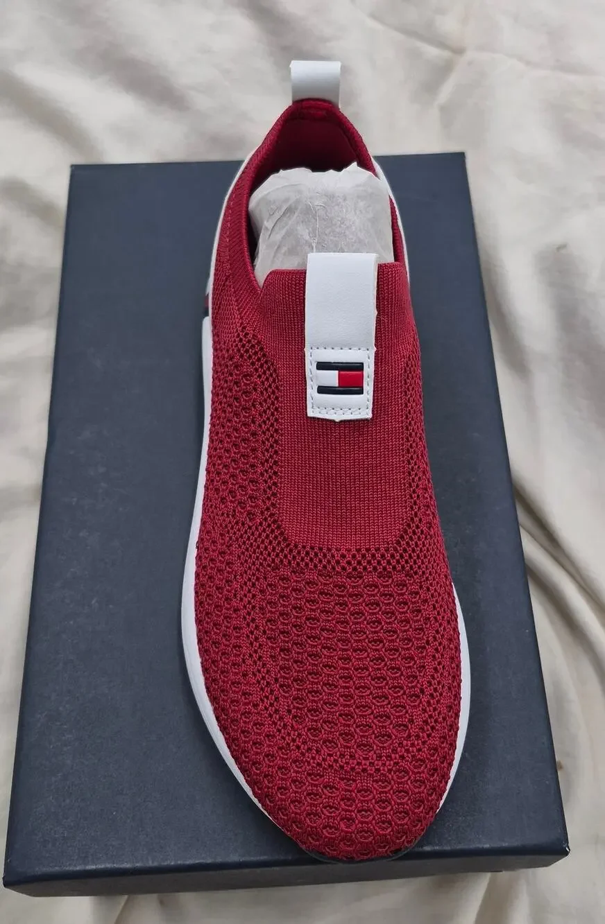 NEW Tommy Hilfiger Aliah knit sneakers slip-on no strings Red SIZE 5.5